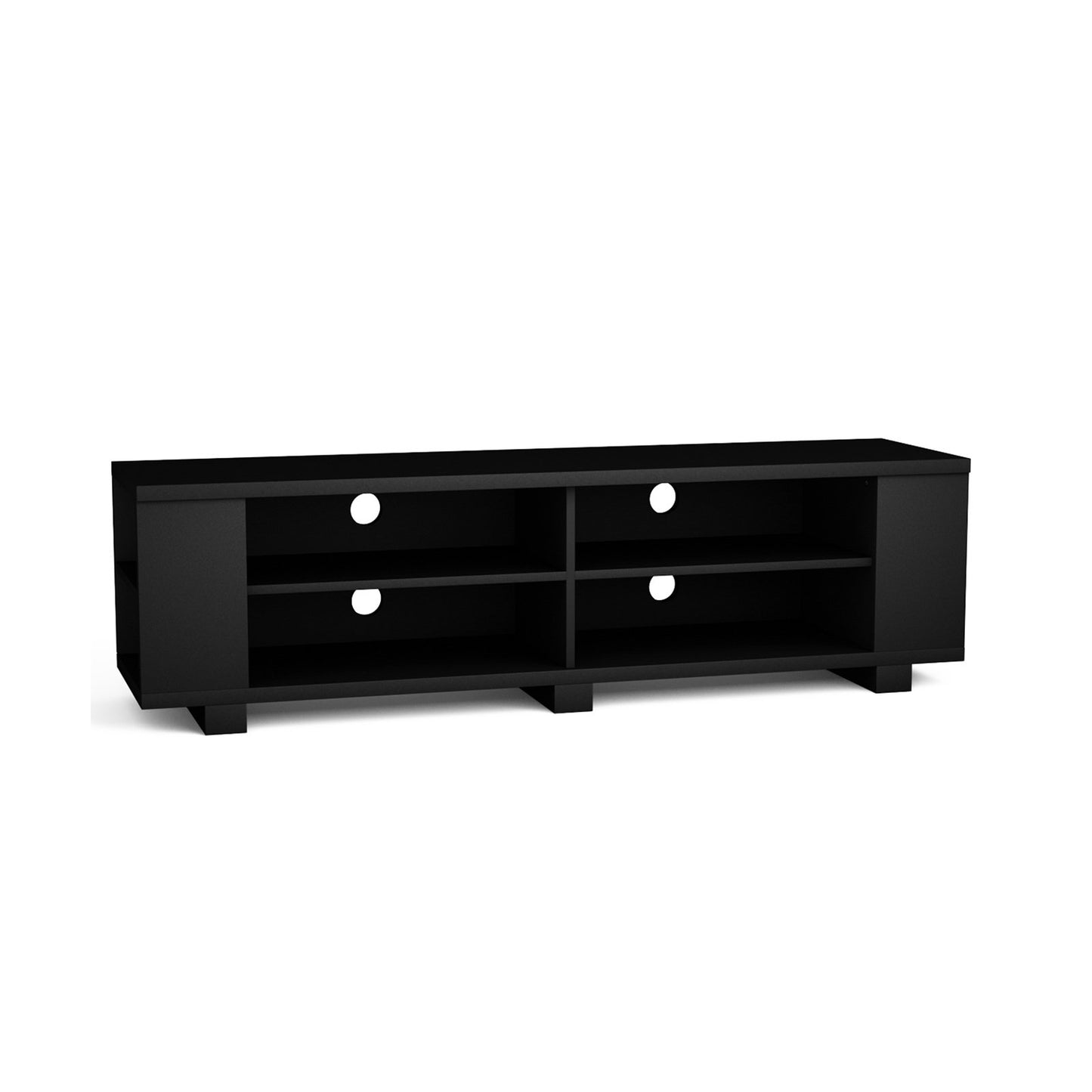 59 Inch Console Storage Entertainment Media Wood TV Stand, Black Entertainment Centers & TV Stands   at Gallery Canada