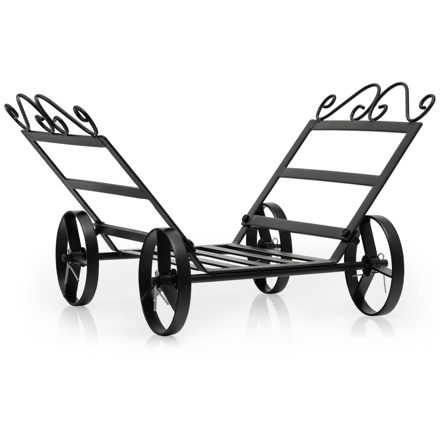 Firewood Rack Decorative Rustproof Steel Fireplace Log Holder with Wheels, Black Log Storage   at Gallery Canada