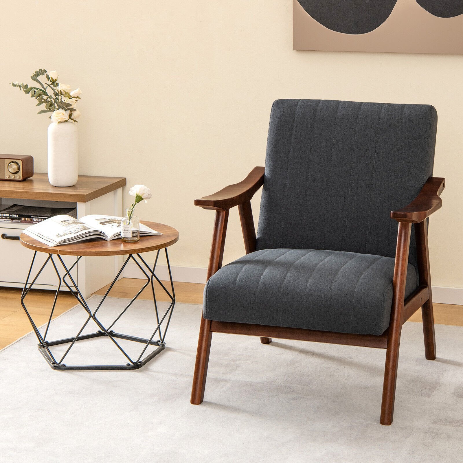 Modern Accent Chair Leisure Armchair with Felt Pads, Gray Accent Chairs   at Gallery Canada