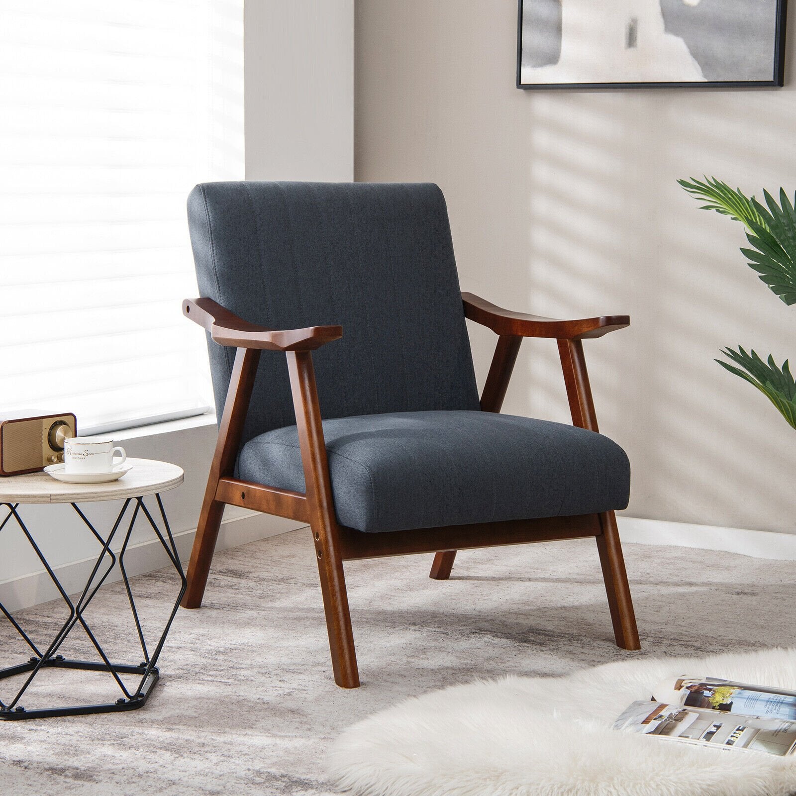 Modern Accent Chair Leisure Armchair with Felt Pads, Gray Accent Chairs   at Gallery Canada