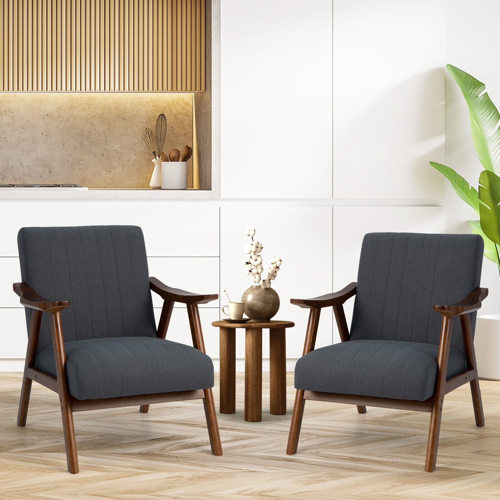 Modern Accent Chair Leisure Armchair with Felt Pads, Gray Accent Chairs   at Gallery Canada