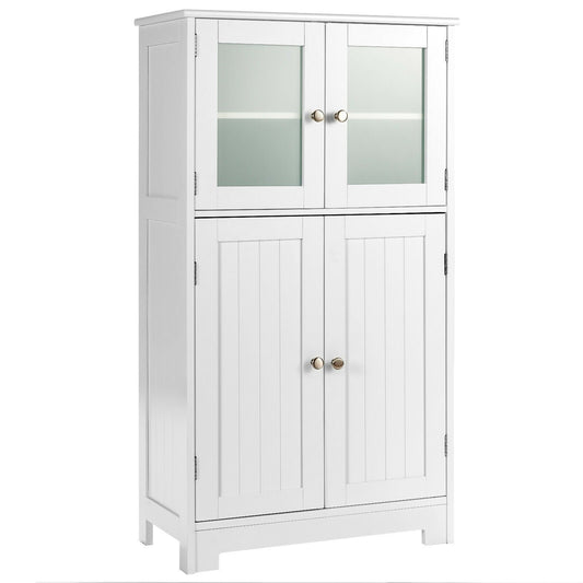 Bathroom Floor Storage Locker Kitchen Cabinet with Doors and Adjustable Shelf, White Floor Cabinets   at Gallery Canada