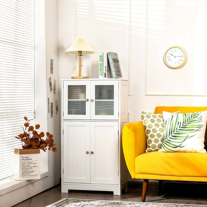 Bathroom Floor Storage Locker Kitchen Cabinet with Doors and Adjustable Shelf, White Floor Cabinets   at Gallery Canada