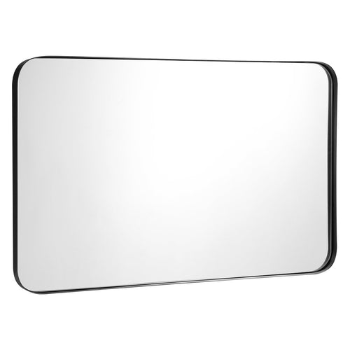 32 Inch x 20 Inch Metal Frame Wall-Mounted Rectangle Mirror, Black