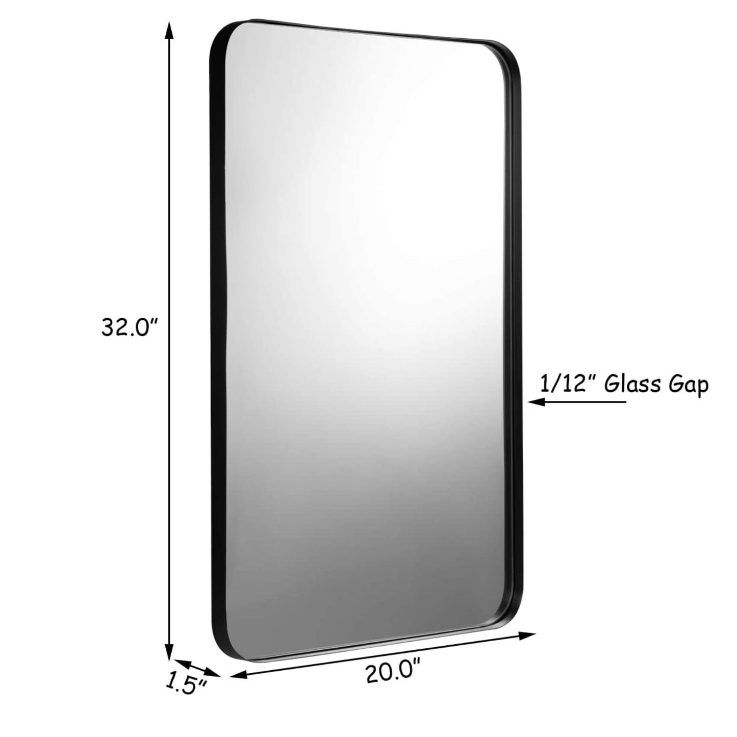 32 Inch x 20 Inch Metal Frame Wall-Mounted Rectangle Mirror, Black Wall Mirrors   at Gallery Canada