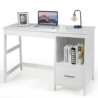 47.5 Inch Modern Home Computer Desk with 2 Storage Drawers, White Writing Desks   at Gallery Canada