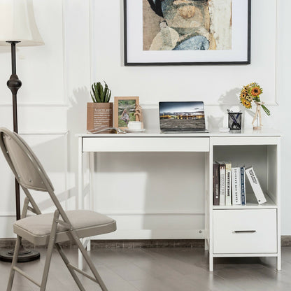 47.5 Inch Modern Home Computer Desk with 2 Storage Drawers, White Writing Desks   at Gallery Canada