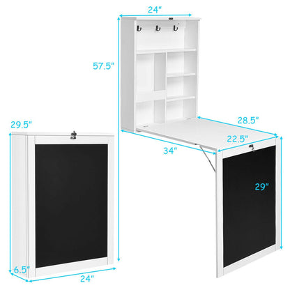 Convertible Wall Mounted Table with A Chalkboard, White Laptop Tables & Printer Stands   at Gallery Canada