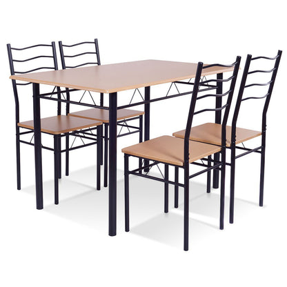 5 Pieces Wood Metal Dining Table Set with 4 Chairs, Natural Dining Room Sets   at Gallery Canada