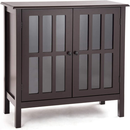 Glass Door Sideboard Console Storage Buffet Cabinet, Brown Sideboards Cabinets & Buffets   at Gallery Canada