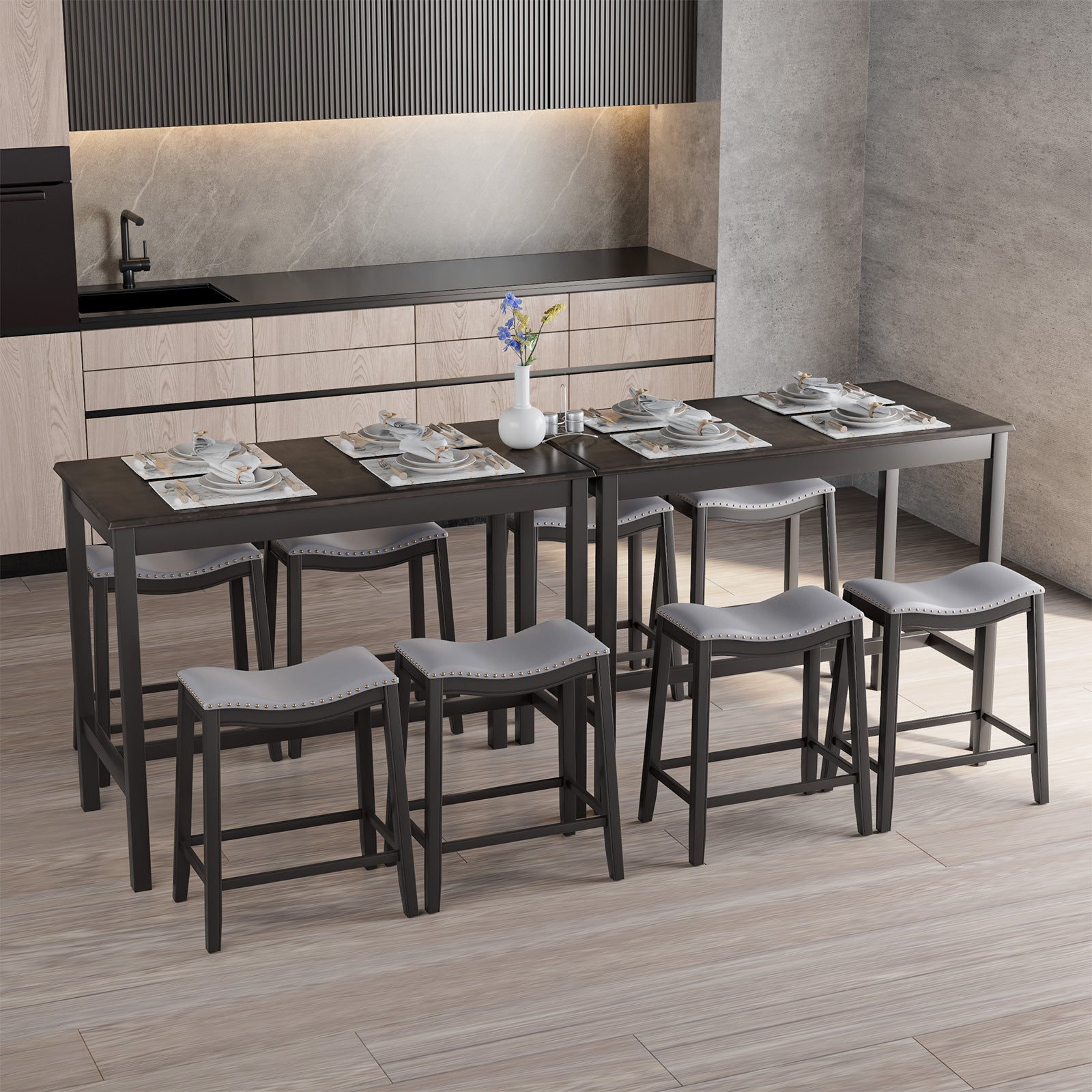 5-Piece Dining Set with 4 Upholstered Stools, Black Dining Room Sets at Gallery Canada