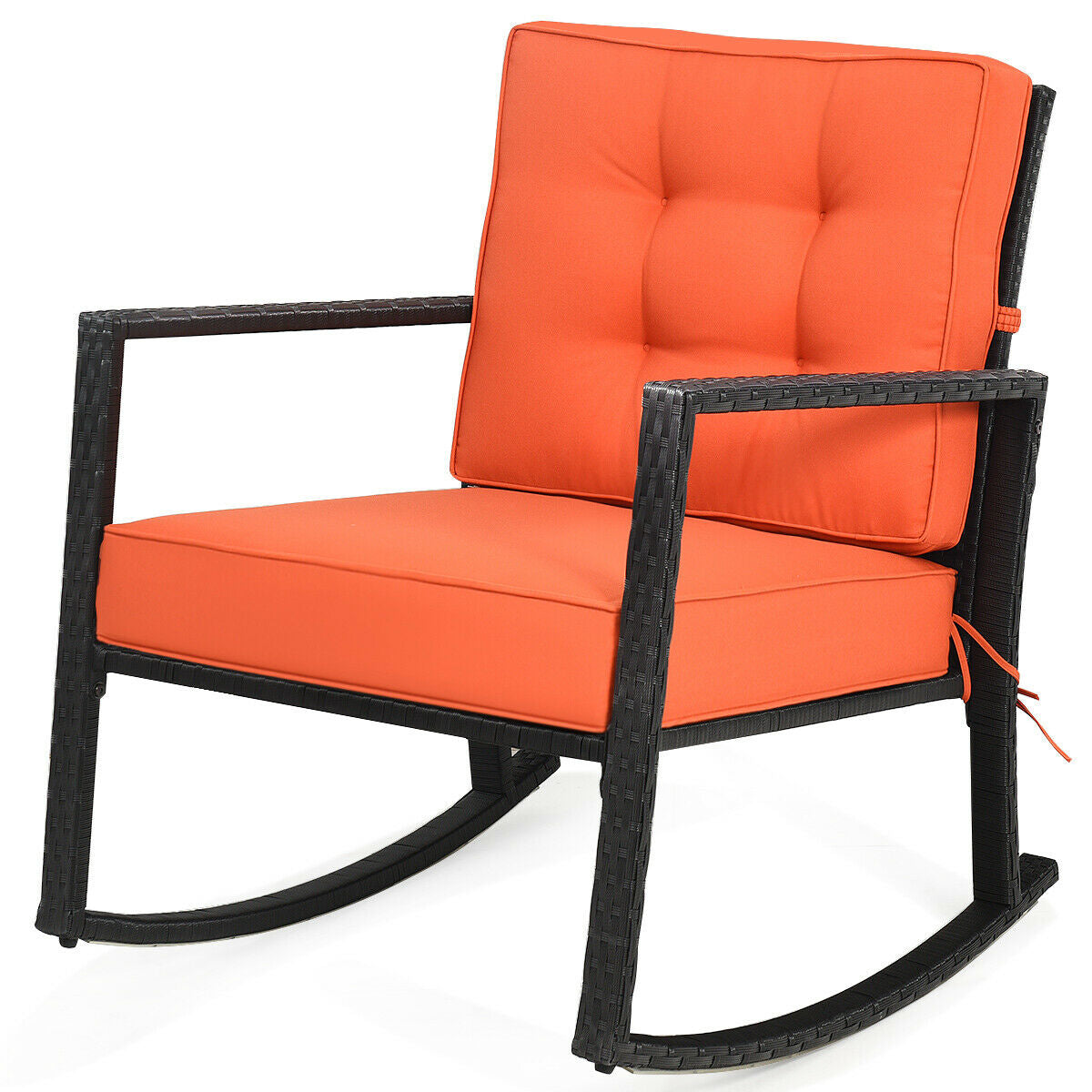 Patio Rattan Rocker Outdoor Glider Rocking Chair Cushion Lawn, Orange Patio Rocking Chairs & Gliders   at Gallery Canada