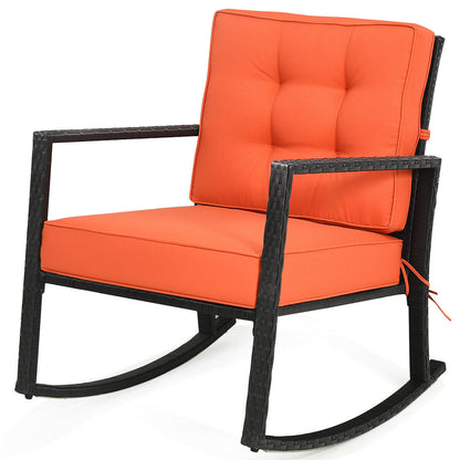 Patio Rattan Rocker Outdoor Glider Rocking Chair Cushion Lawn, Orange Patio Rocking Chairs & Gliders   at Gallery Canada