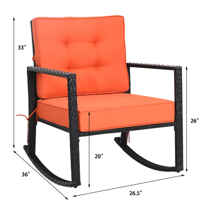 Patio Rattan Rocker Outdoor Glider Rocking Chair Cushion Lawn, Orange Patio Rocking Chairs & Gliders   at Gallery Canada