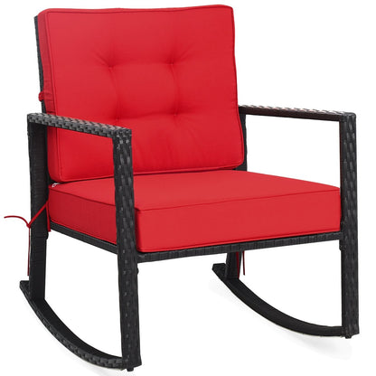 Patio Rattan Rocker Outdoor Glider Rocking Chair Cushion Lawn, Red Patio Rocking Chairs & Gliders   at Gallery Canada