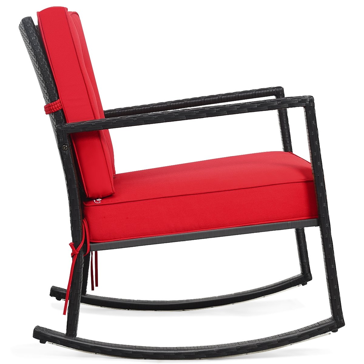 Patio Rattan Rocker Outdoor Glider Rocking Chair Cushion Lawn, Red Patio Rocking Chairs & Gliders   at Gallery Canada