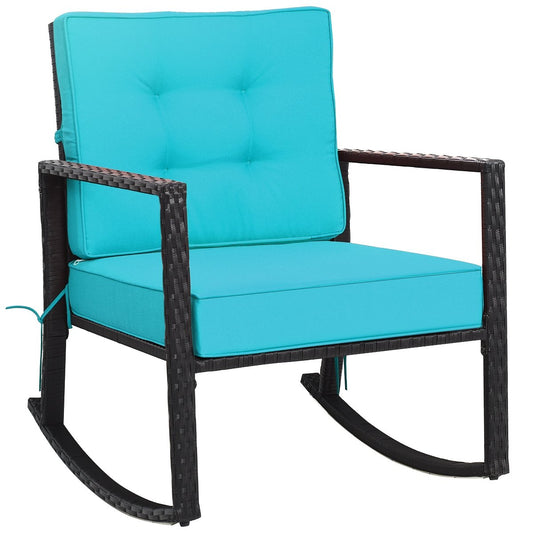 Patio Rattan Rocker Outdoor Glider Rocking Chair Cushion Lawn, Turquoise Patio Rocking Chairs & Gliders   at Gallery Canada