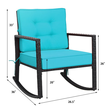 Patio Rattan Rocker Outdoor Glider Rocking Chair Cushion Lawn, Turquoise Patio Rocking Chairs & Gliders   at Gallery Canada