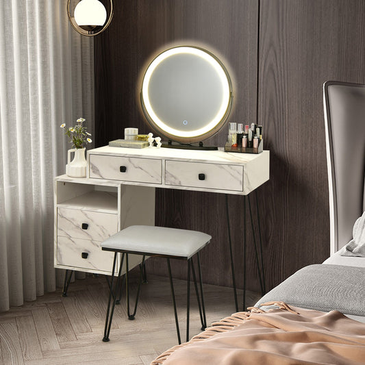 Modern Dressing Table with Storage Cabinet, White Makeup Vanities   at Gallery Canada