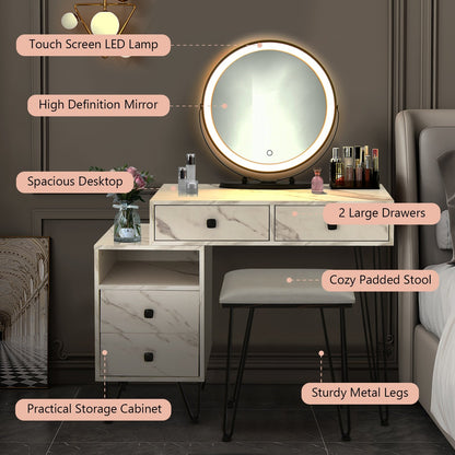 Modern Dressing Table with Storage Cabinet, White Makeup Vanities   at Gallery Canada