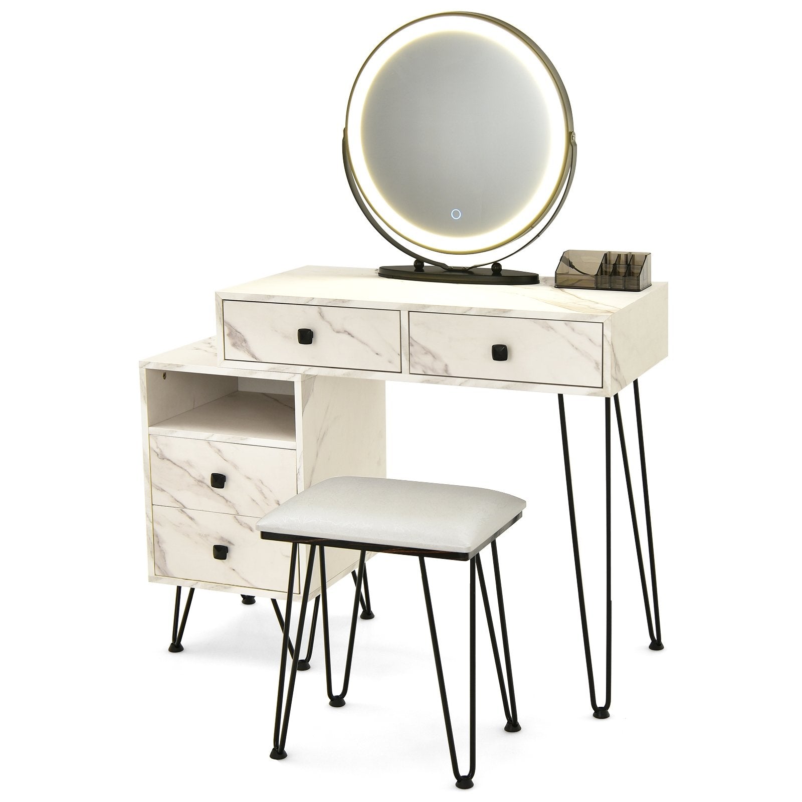 Modern Dressing Table with Storage Cabinet, White Makeup Vanities   at Gallery Canada