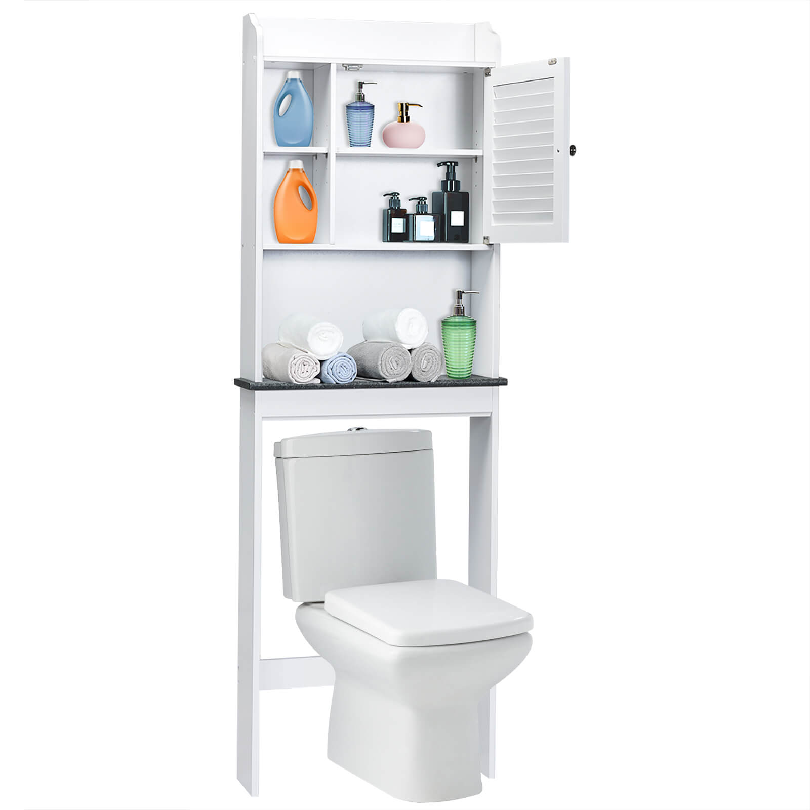 3-Tier Bathroom Over-the-toilet Storage Cabinet with Adjustable Shelves, White Bathroom Etagere   at Gallery Canada