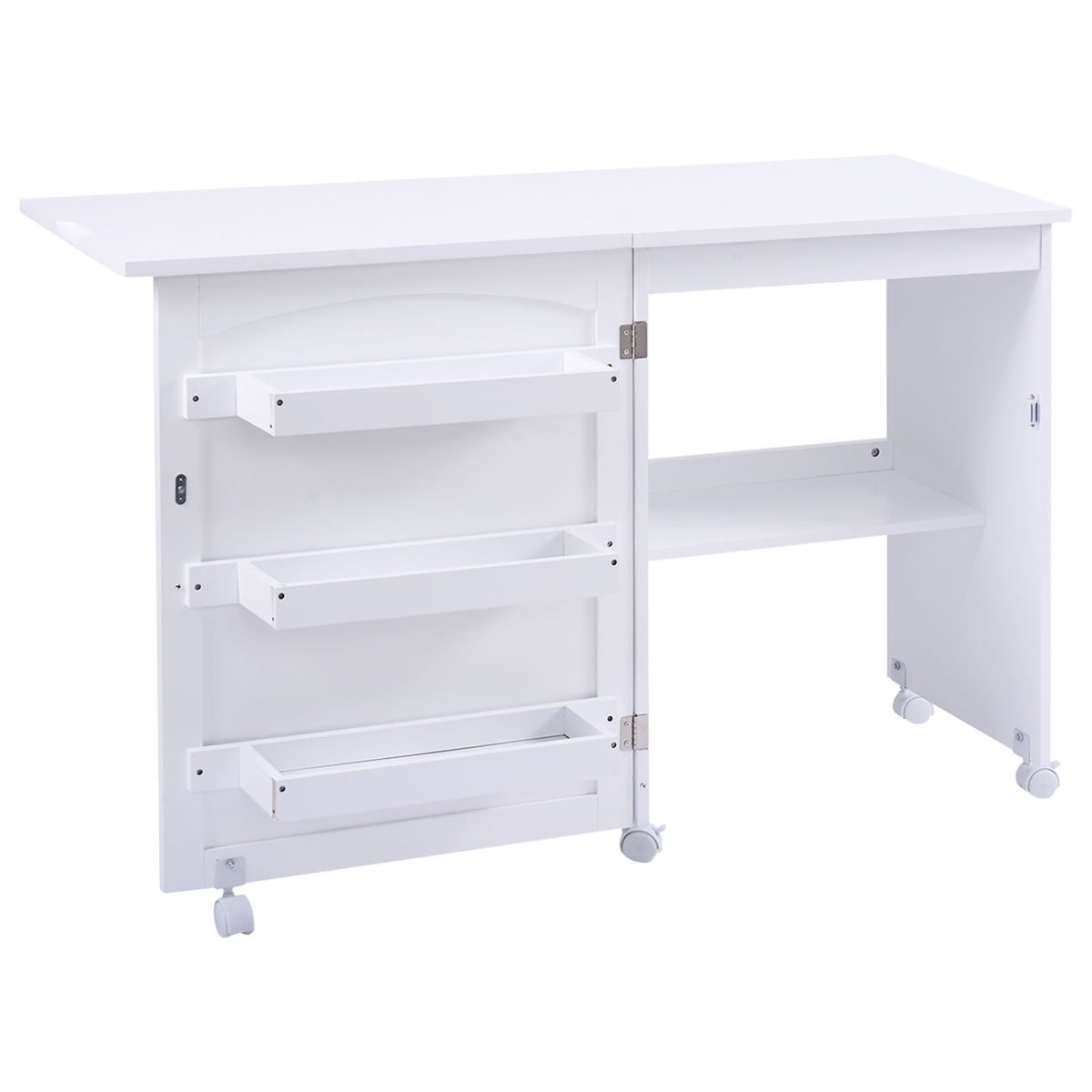 White Folding Swing Craft Table Storage Shelves Cabinet, White Sewing Tables   at Gallery Canada