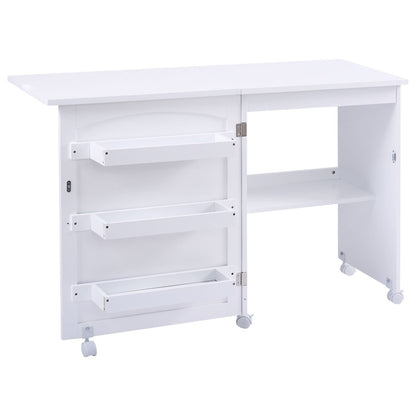 White Folding Swing Craft Table Storage Shelves Cabinet, White - Gallery Canada