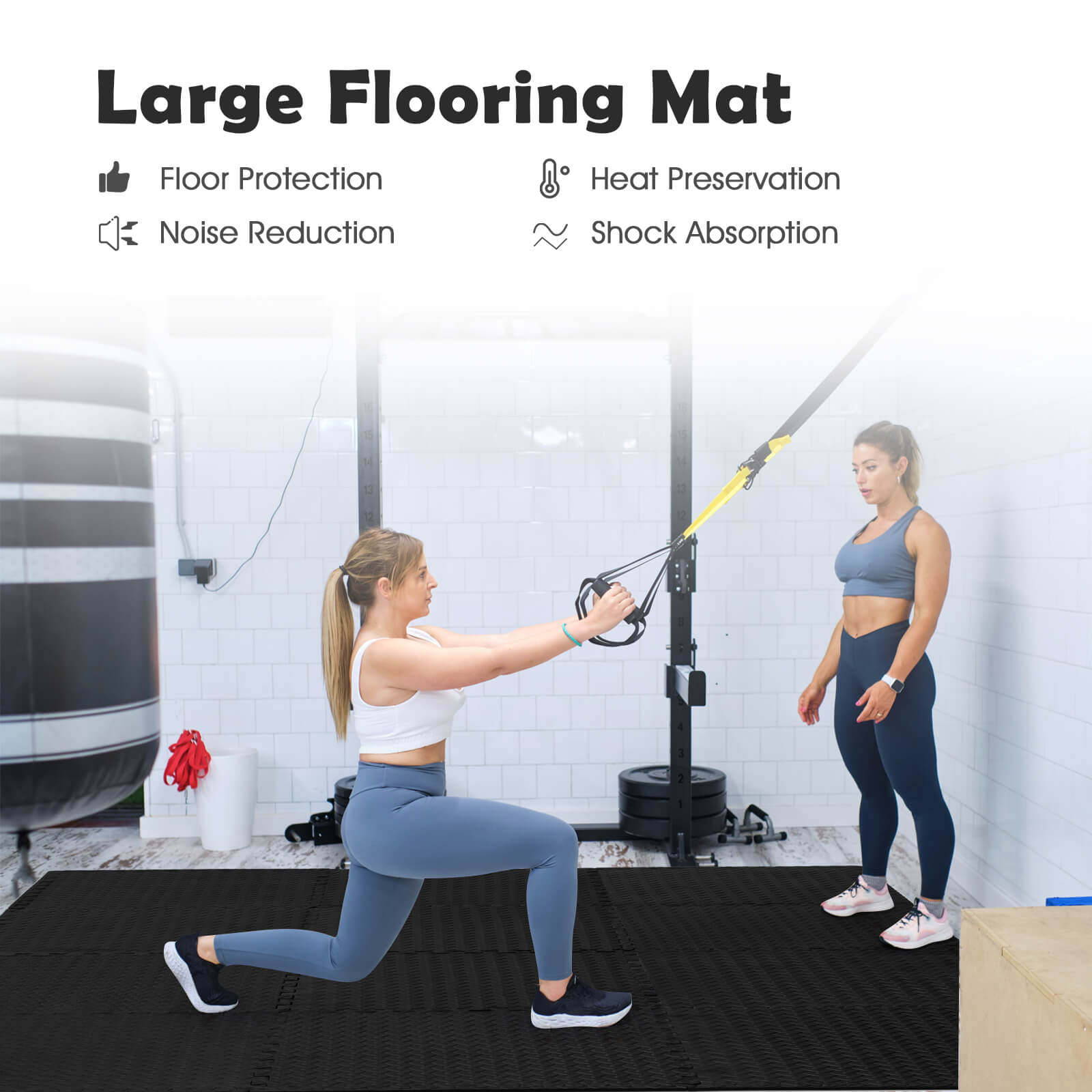 12 Pieces Puzzle Interlocking Flooring Mat with Anti-slip and Waterproof Surface, Black Baby Gyms & Playmats at Gallery Canada