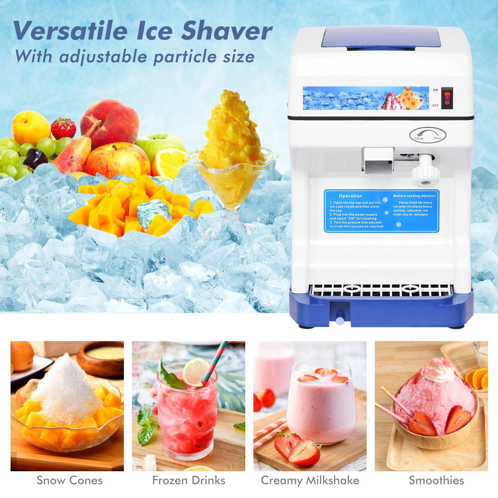 Efficient Electric Ice Shaver Machine with Low Noise, White Ice Crushers & Shavers   at Gallery Canada