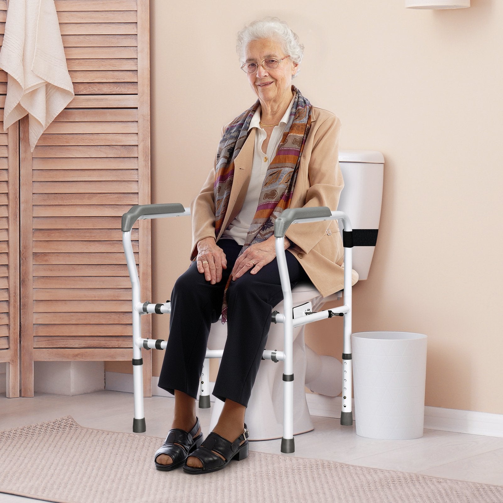 Steel Safety Toilet Rail with Created Fixable Clamp, White Bath Safety   at Gallery Canada