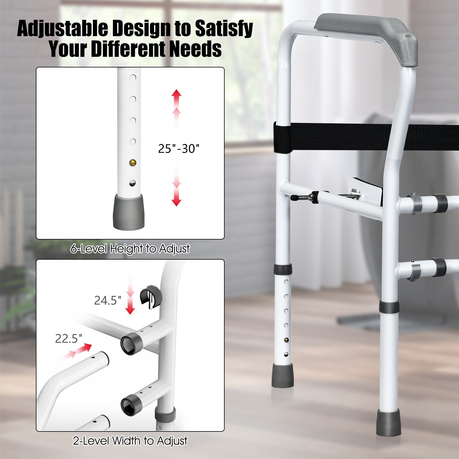 Steel Safety Toilet Rail with Created Fixable Clamp, White Bath Safety   at Gallery Canada