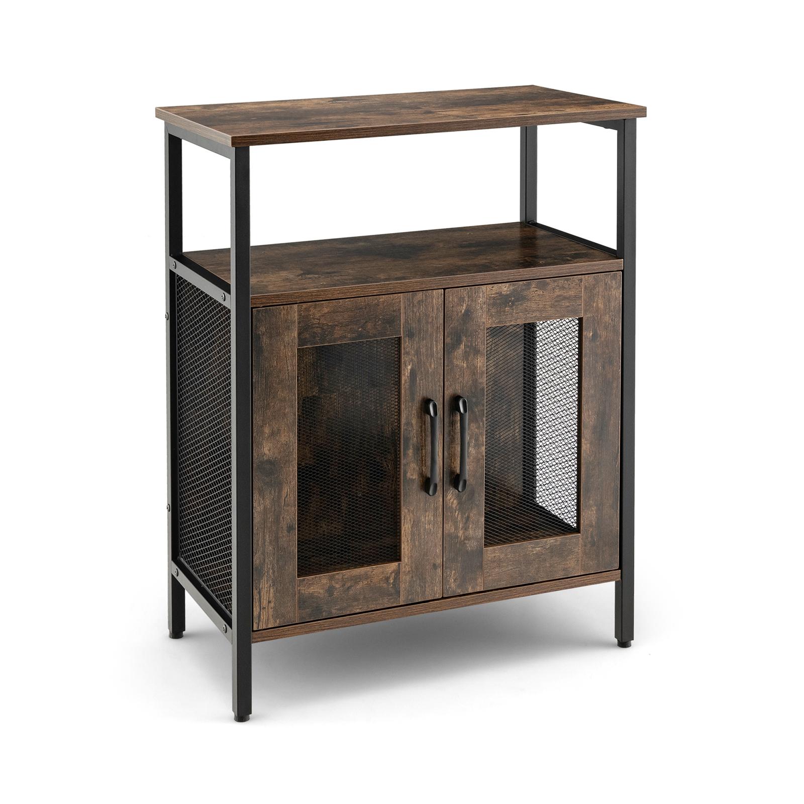 Industrial Sideboard Buffet Cabinet with Removable Wine Rack, Rustic Brown Sideboards Cabinets & Buffets   at Gallery Canada