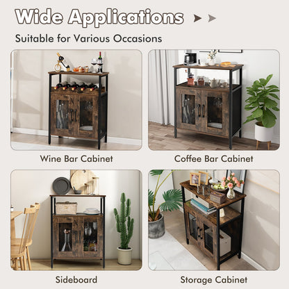 Industrial Sideboard Buffet Cabinet with Removable Wine Rack, Rustic Brown Sideboards Cabinets & Buffets   at Gallery Canada