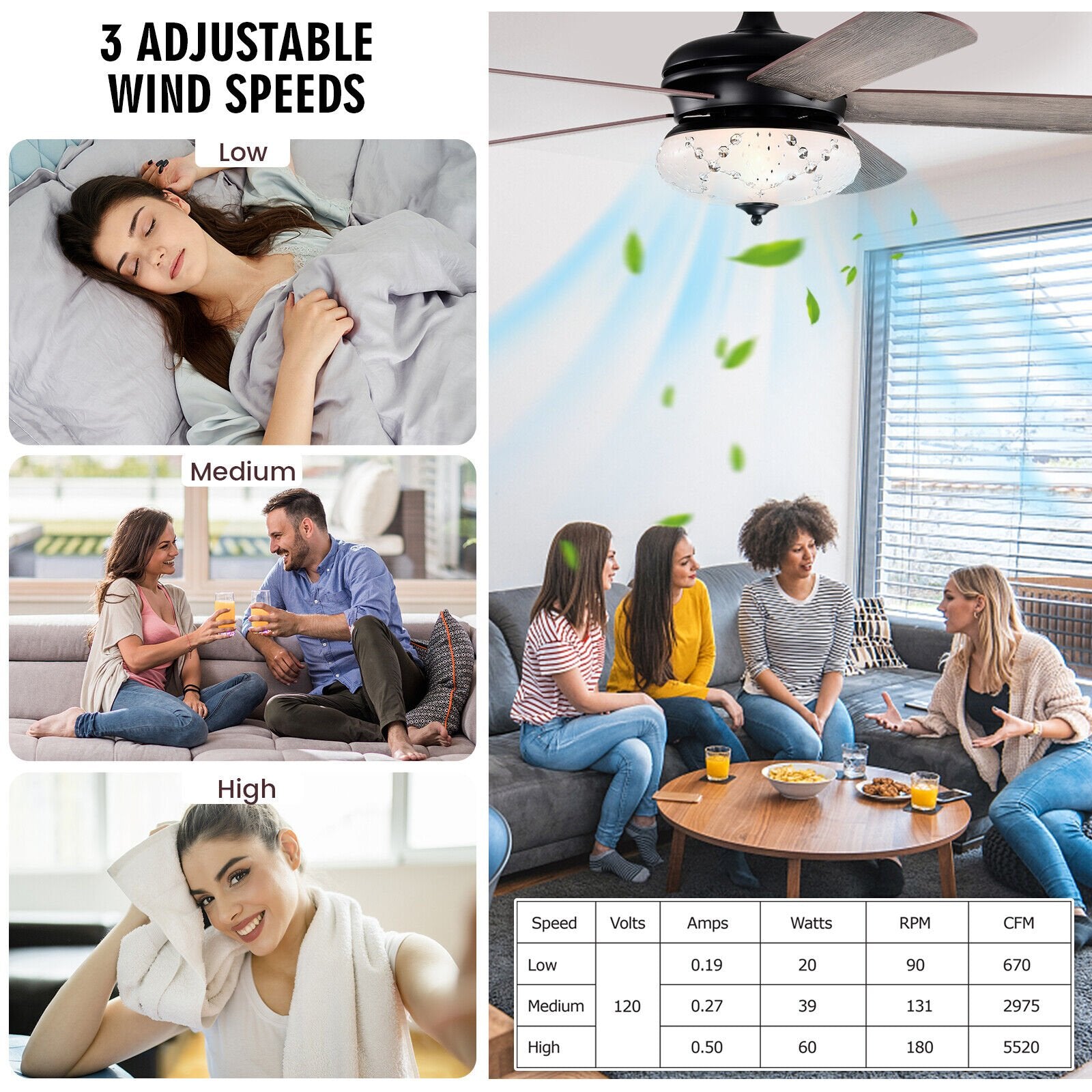 52 Inches Ceiling Fan with Remote Control, Oak Ceiling Fans   at Gallery Canada