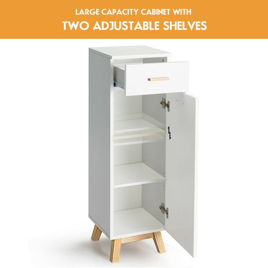 Waterproof Bathroom Cabinet with Adjustable Shelves and Sliding Drawer, White Floor Cabinets   at Gallery Canada