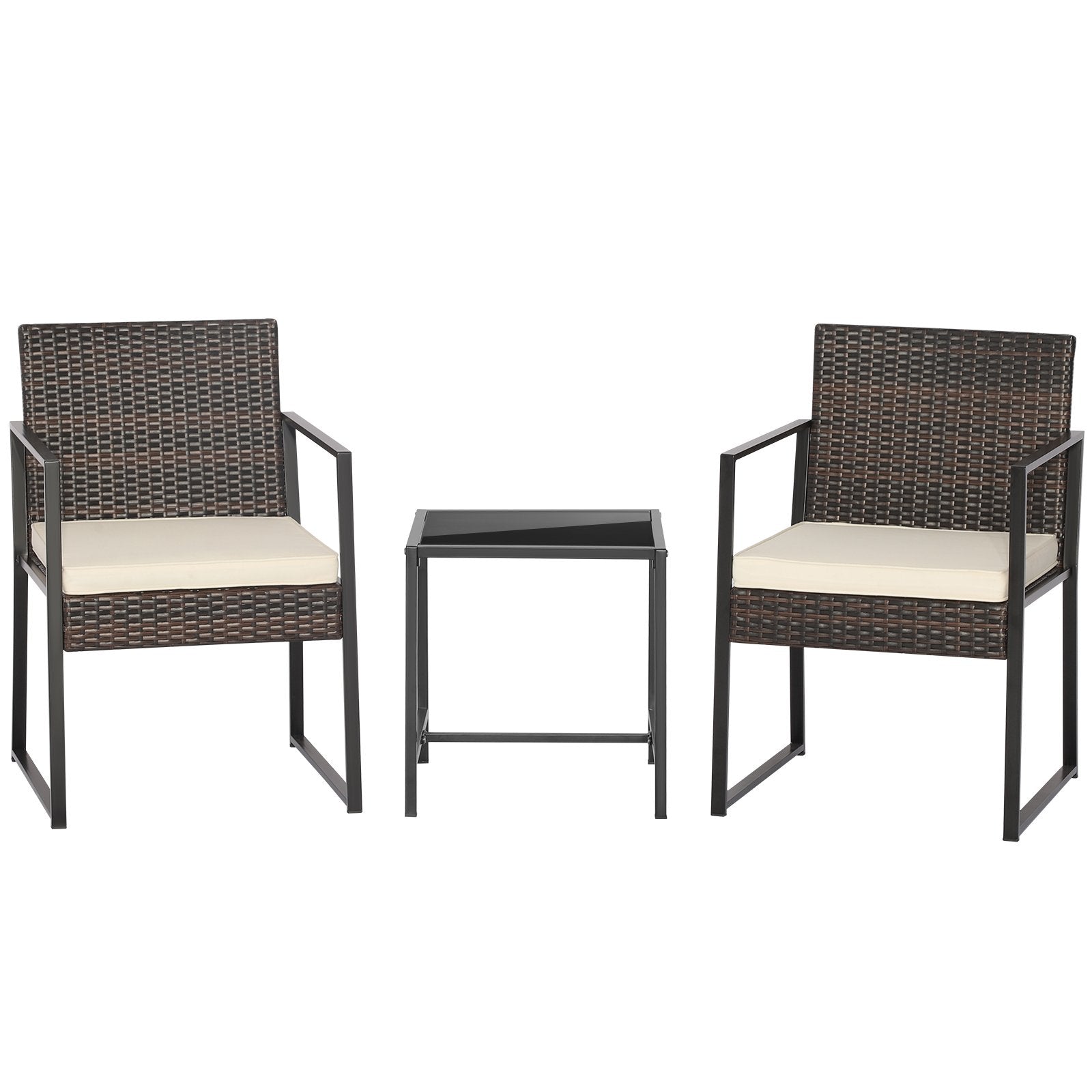 3 Pieces Modern Heavy Duty Patio Furniture Set with Coffee Table, Off White Patio Conversation Sets   at Gallery Canada