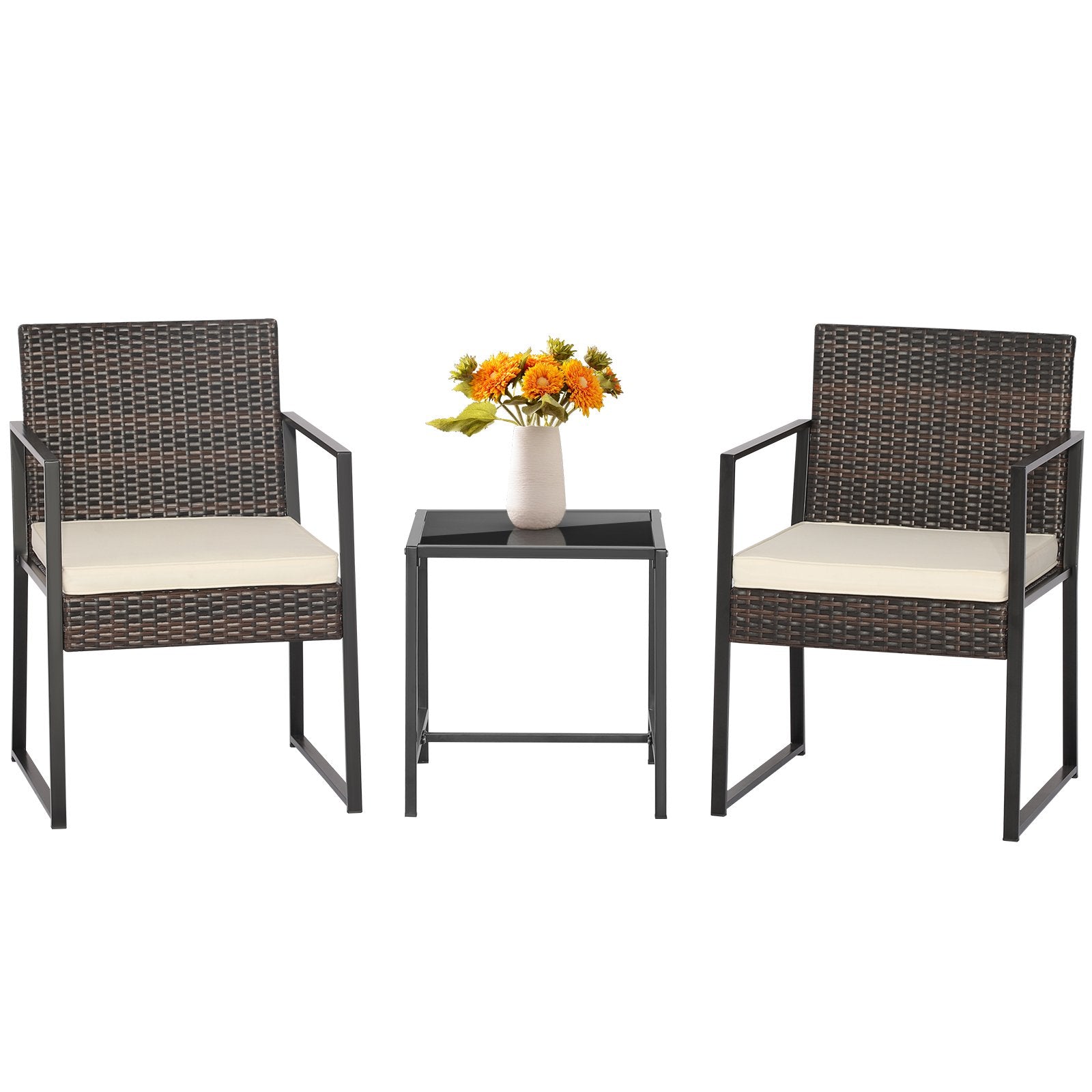 3 Pieces Modern Heavy Duty Patio Furniture Set with Coffee Table, Off White Patio Conversation Sets   at Gallery Canada