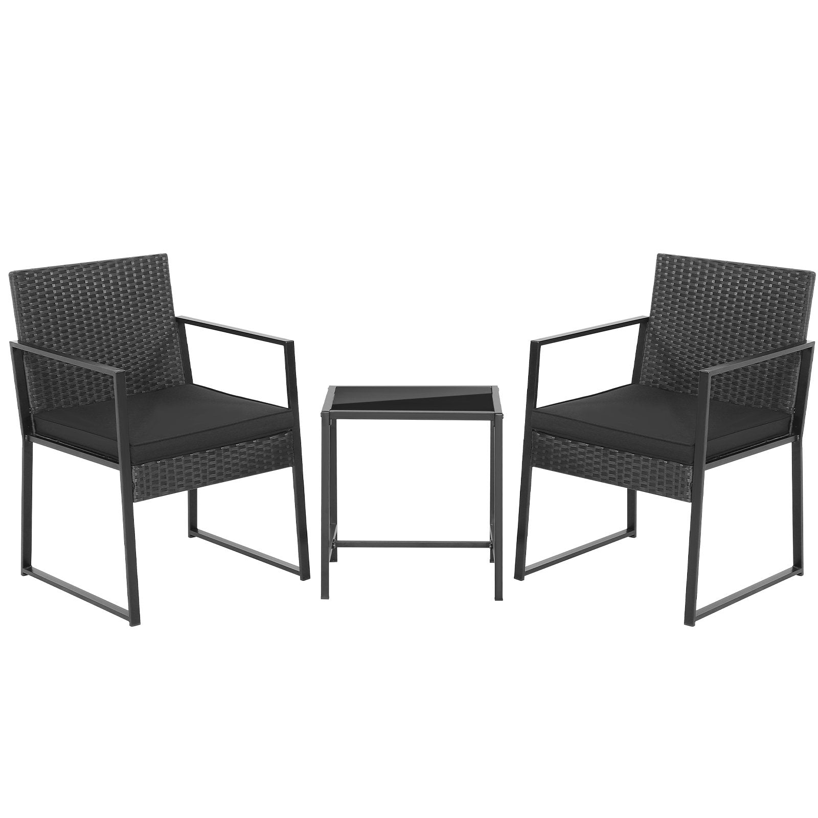 3 Pieces Modern Heavy Duty Patio Furniture Set with Coffee Table, Black Patio Conversation Sets   at Gallery Canada