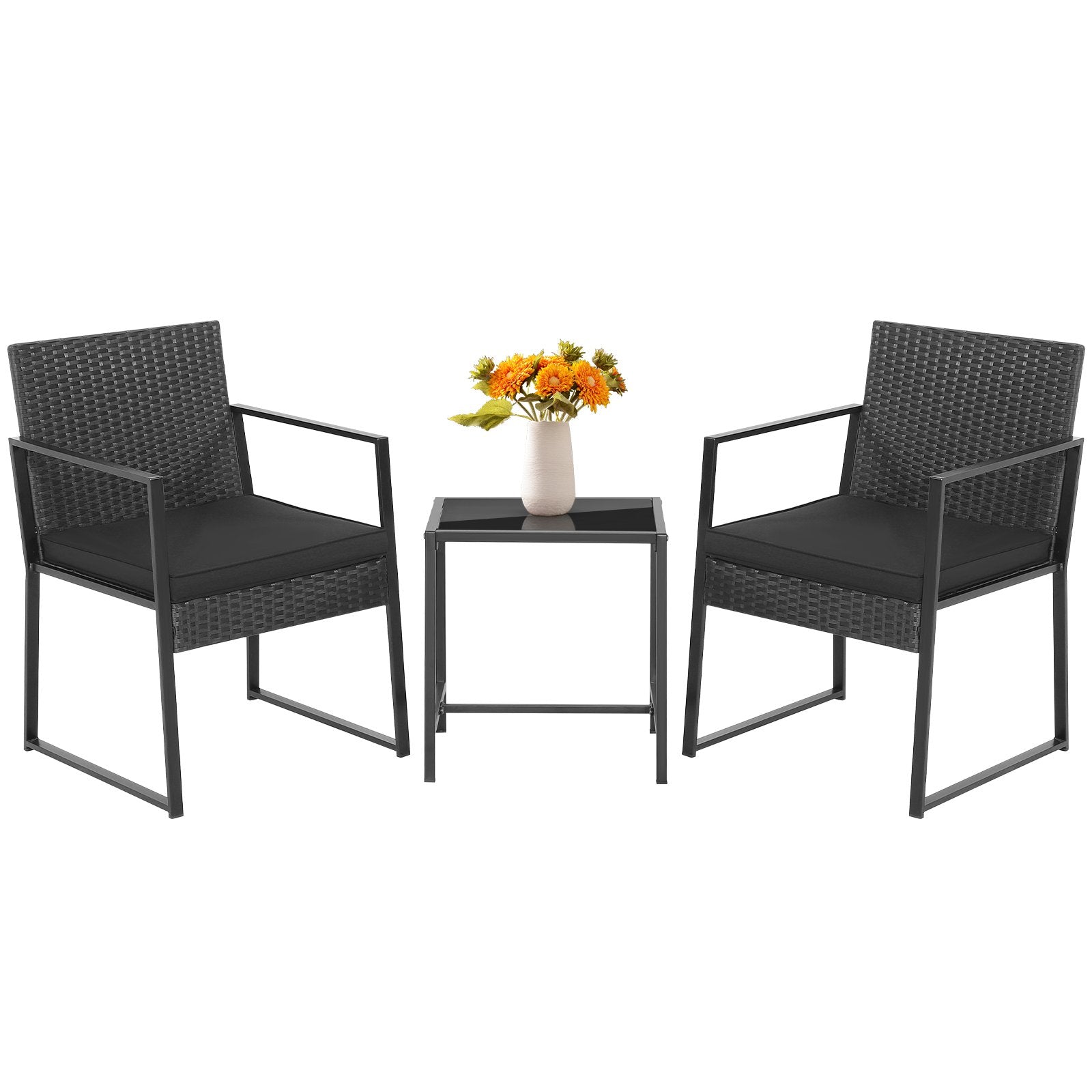 3 Pieces Modern Heavy Duty Patio Furniture Set with Coffee Table, Black Patio Conversation Sets   at Gallery Canada