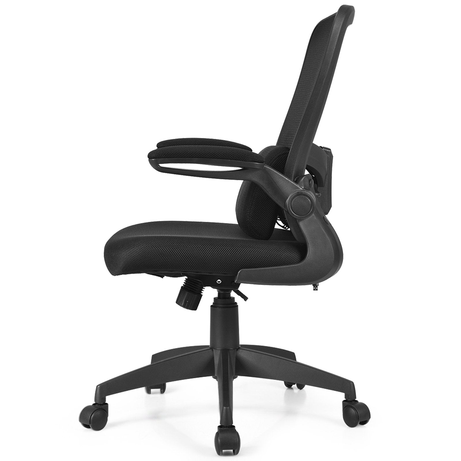 Ergonomic Desk Chair with Lumbar Support and Flip up Armrest, Black Ergonomic Chairs   at Gallery Canada