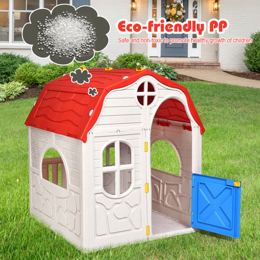 Kids Cottage Playhouse Foldable Plastic Indoor Outdoor Toy, Multicolor Play Tents & Playhouse   at Gallery Canada