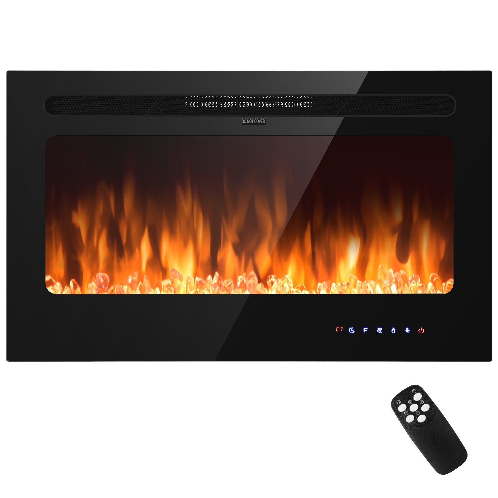 36 Inch Electric Fireplace Insert Wall Mounted with Timer, Black - Gallery Canada