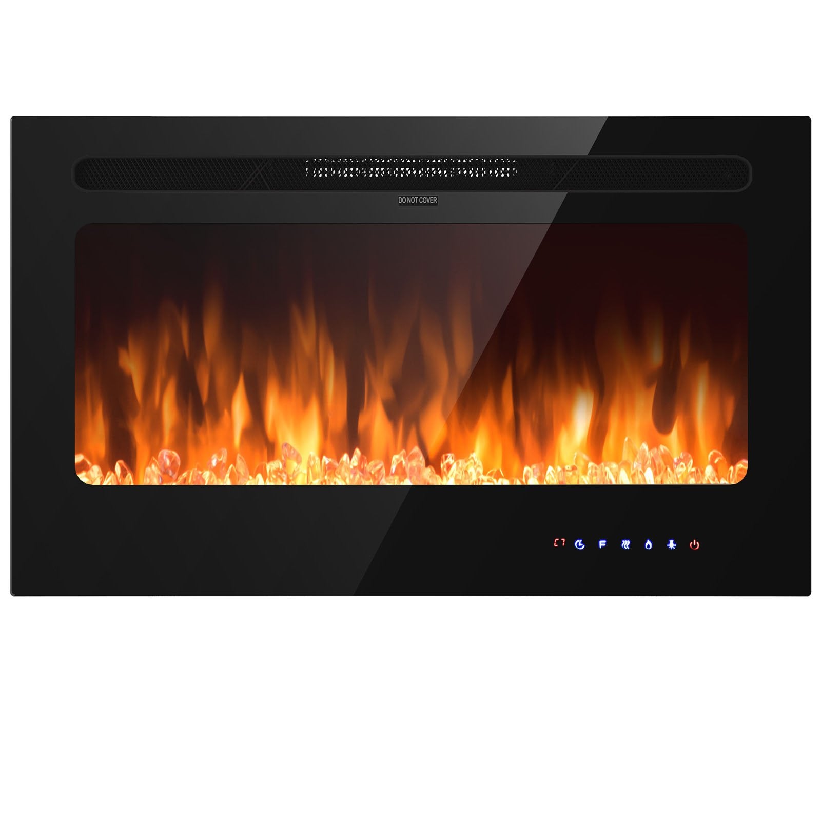 36 Inch Electric Fireplace Insert Wall Mounted with Timer, Black Fireplaces   at Gallery Canada