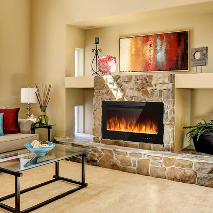 36 Inch Electric Fireplace Insert Wall Mounted with Timer, Black Fireplaces   at Gallery Canada