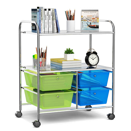 4 Drawers Rolling Storage Cart, Blue & Green File Cabinets   at Gallery Canada