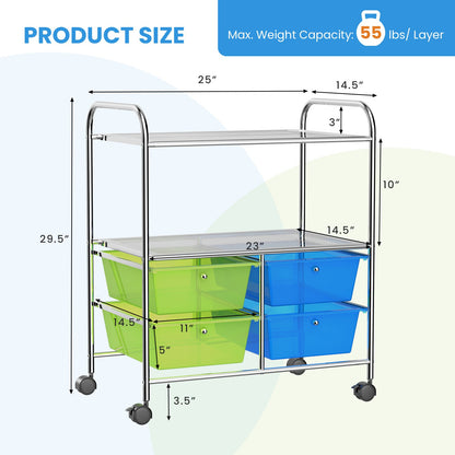 4 Drawers Rolling Storage Cart, Blue & Green File Cabinets   at Gallery Canada