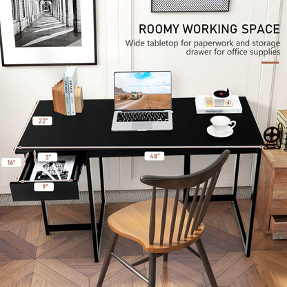 48" Computer Desk with Metal Frame and Adjustable Pads, Black - Gallery Canada