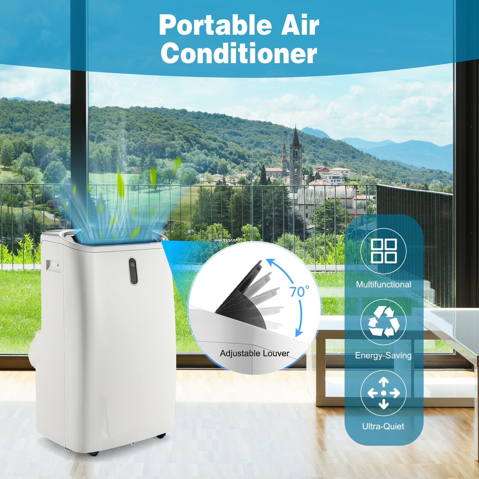 12000 BTU Portable 4-in-1 Air Conditioner with Smart Control, White Portable Air Conditioners at Gallery Canada