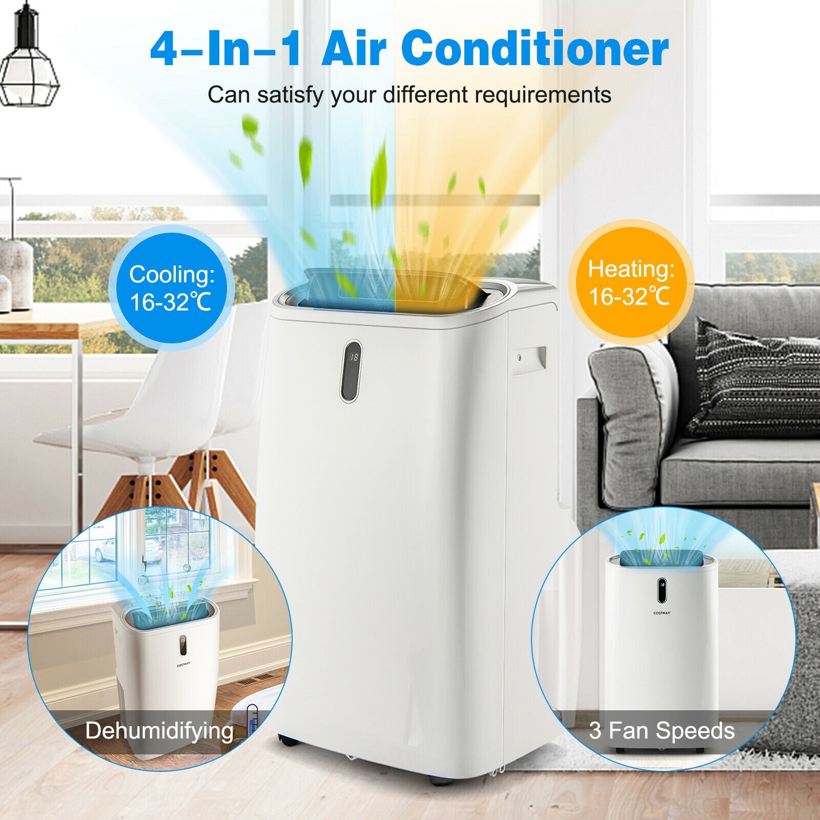 12000 BTU Portable 4-in-1 Air Conditioner with Smart Control, White Portable Air Conditioners at Gallery Canada